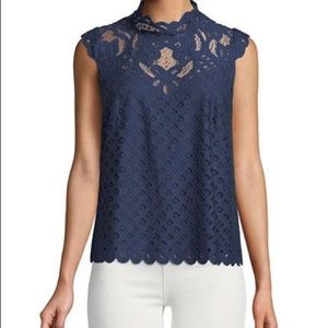 Laundry by Shelli Segal blue Lace Sleeveless Top